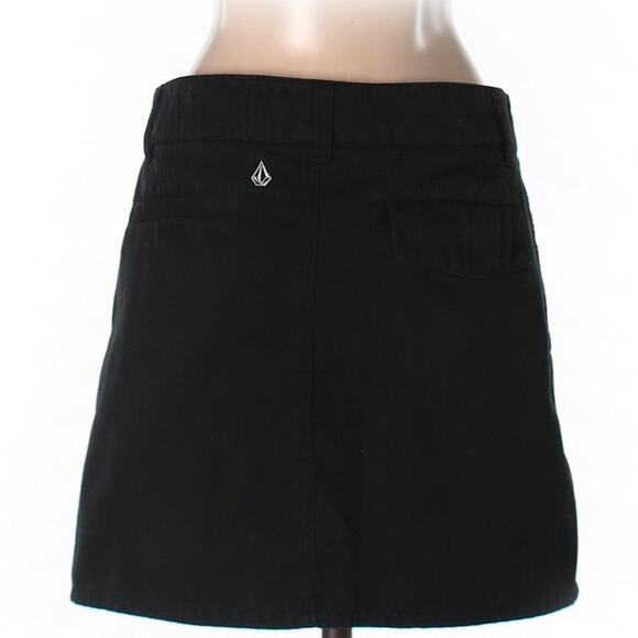 Volcom Juniors Solid Black Essential Cotton Blend Skirt Size 3 Skater Punk - Picture 2 of 7